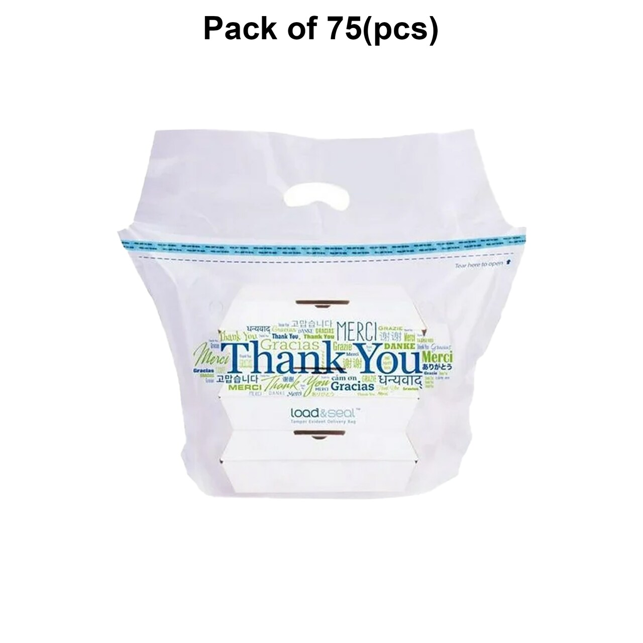Thank You Load and Seal Polyethylene Tamper Evident Delivery Bag | 1.5 Mil 21" x 17" x 9"